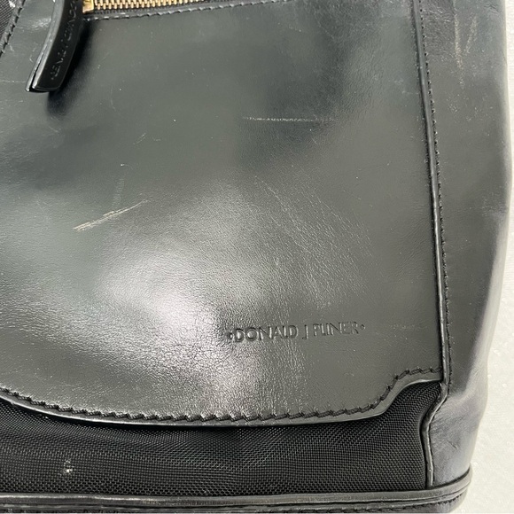 Black Donald J. Pliner Leather Mesh Tote Bag Purse Medium Gold Hardware - Picture 10 of 10